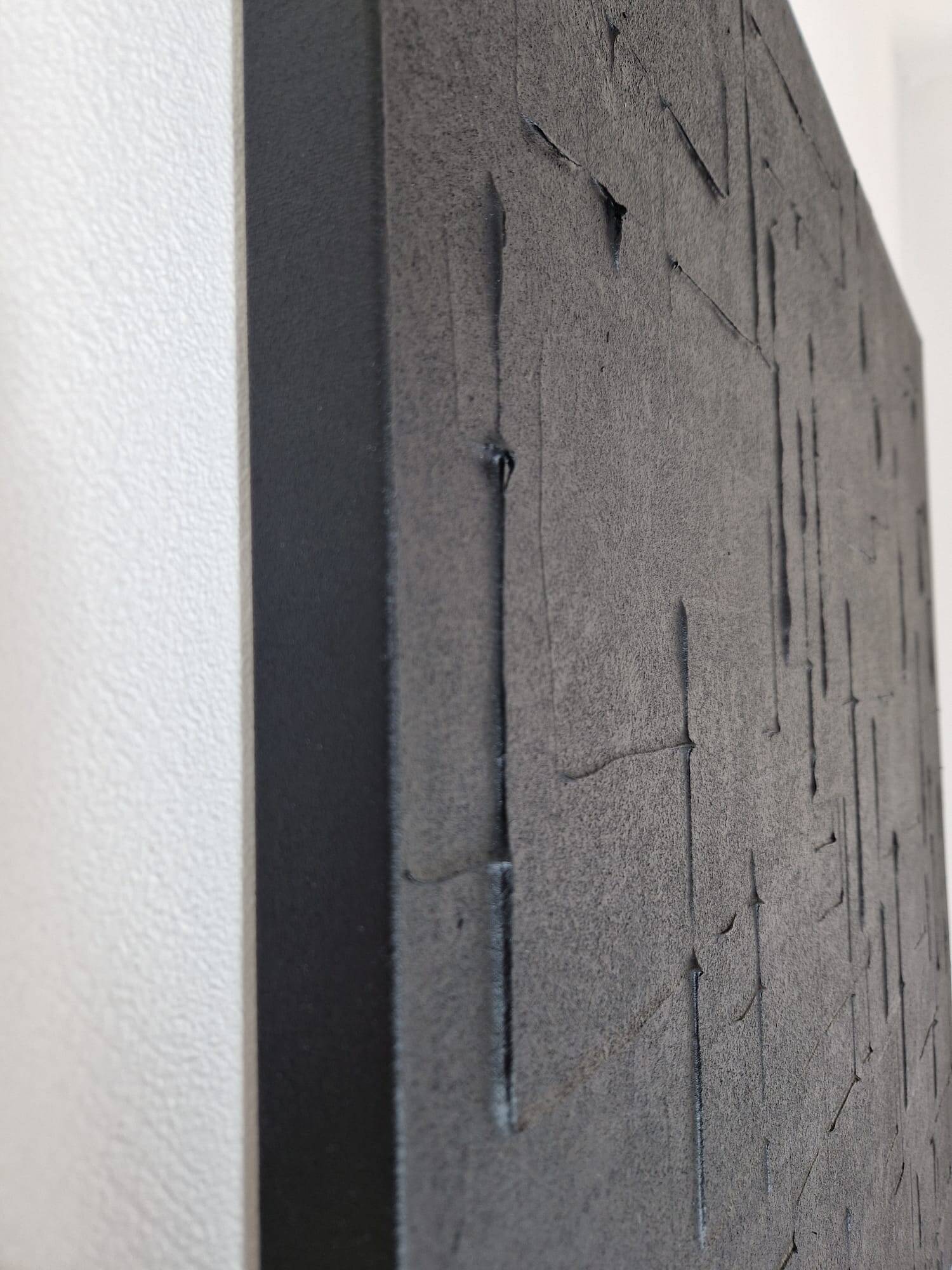 Monochrome black minimalist abstract painting