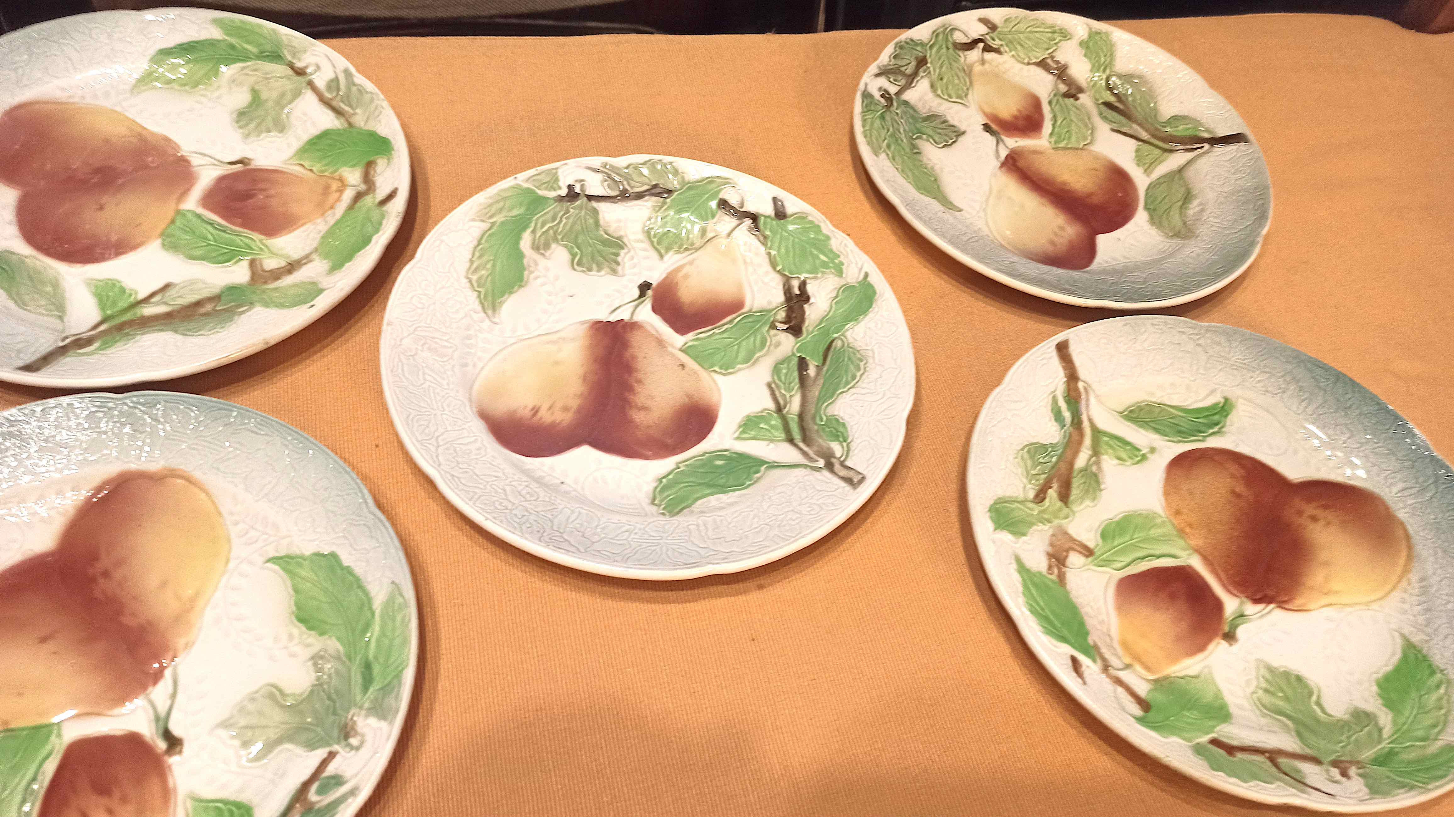 Set of 5 dessert plates slurry St Clement fruit decoration Early twentieth century