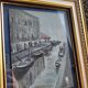 Venice Painting – Oil on old cardboard signed G. Brighenti – Frame