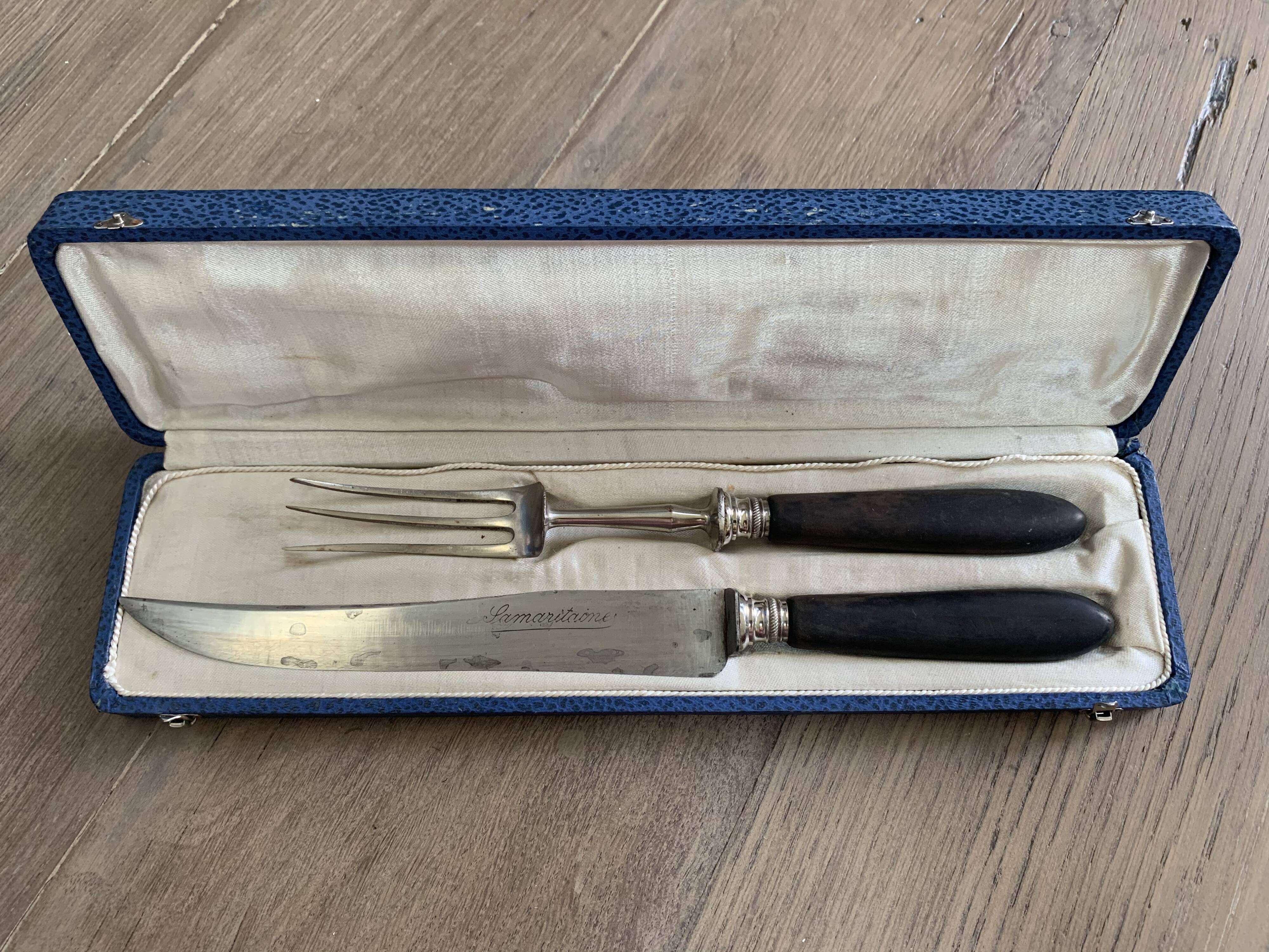 Ebony knife and fork for leg of lamb Samaritaine brand