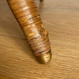 VINTAGE RATTAN SIDE TABLE PEACOCK PATTERN