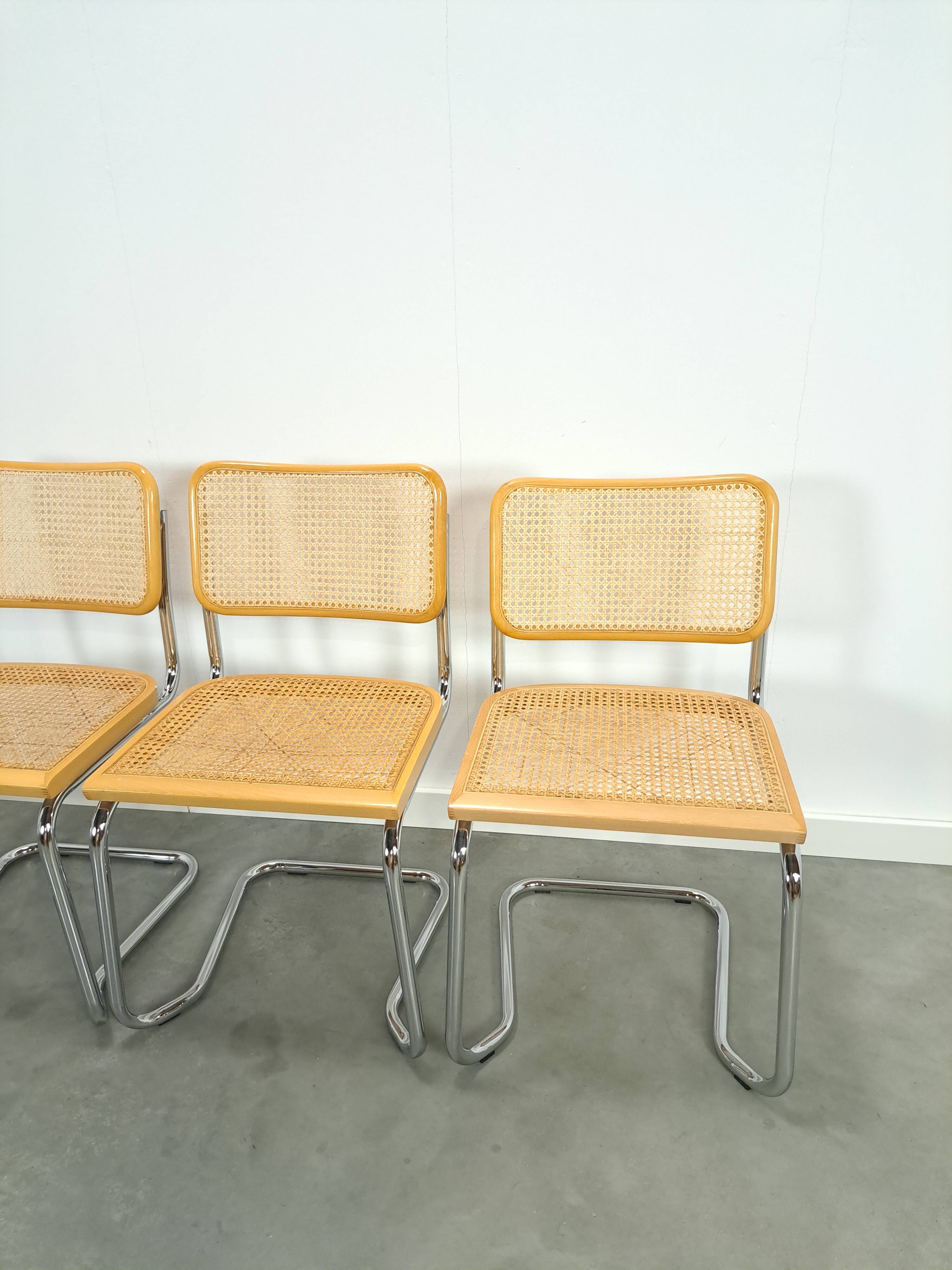 Italiaanse webbing set stoelen met chromen buisframe