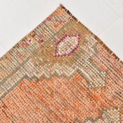 Pumpkin Orange & Pink Vintage Runner Rug, Anatolian Turkish Flatweave