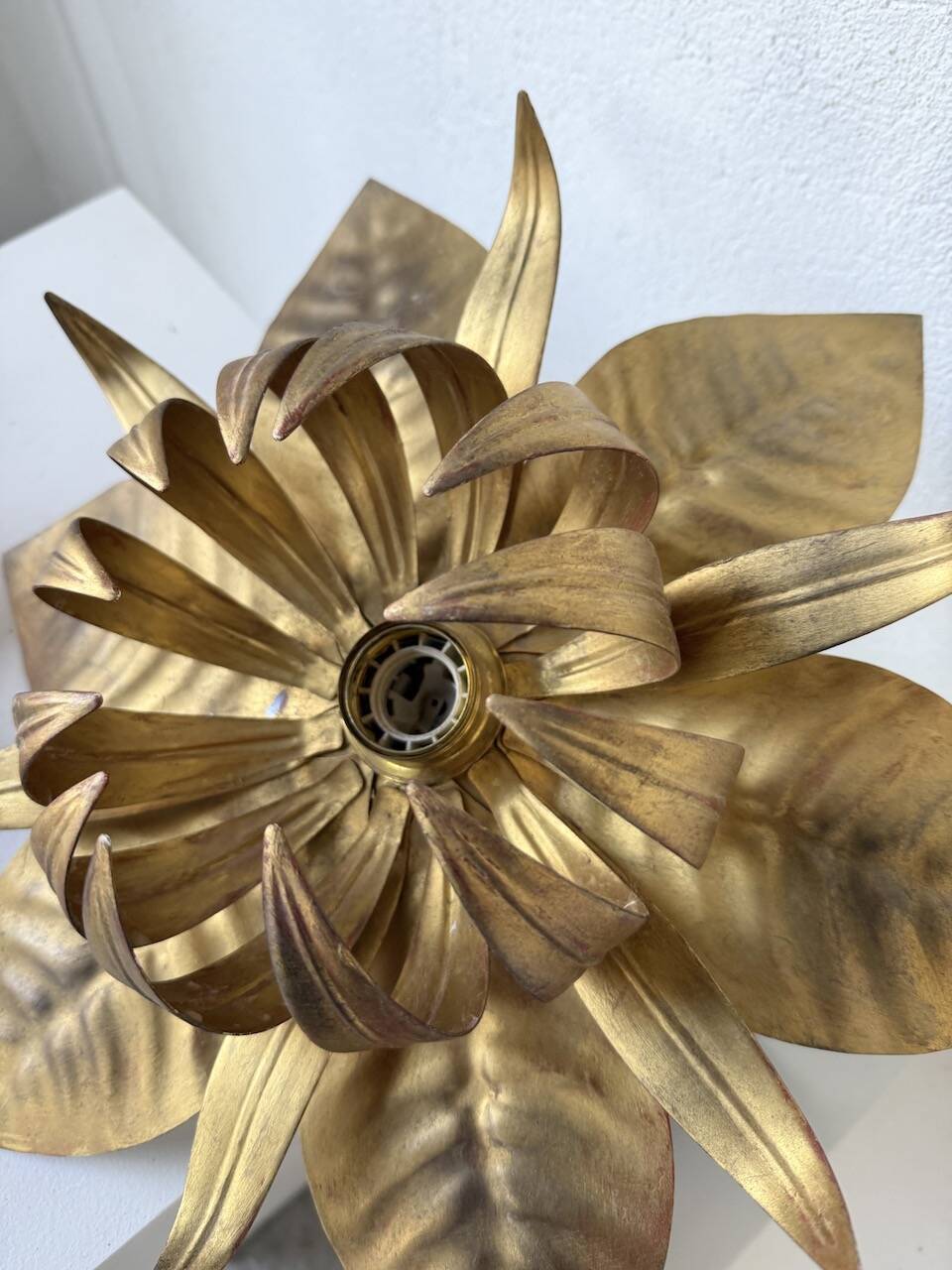 Pair of gold metal flower wall lights