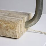 Travertine and chromed metal table lamp by Paolo Salvi, 1960s