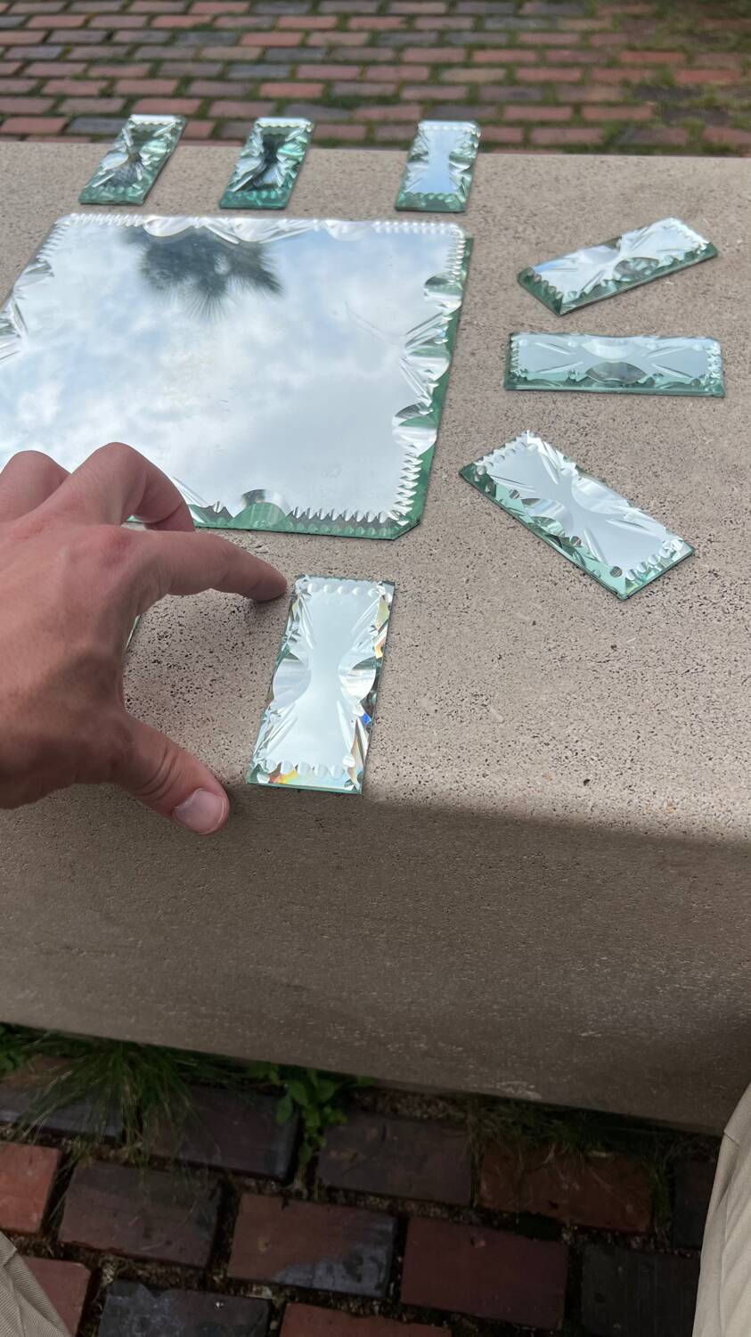 Beveled mirror glass - knife holders bottle coasters