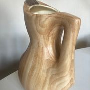 Ceramic vase mid century Grandjean in Vallauris faux bois 1960