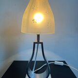 Metal foot lamp with thick glass lampshade