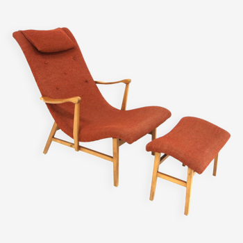 Fauteuil scandinave en hêtre, Suède, 1960