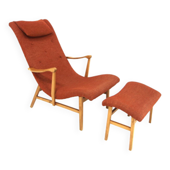 Fauteuil scandinave en hêtre, Suède, 1960