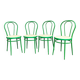 Lot de quatre chaises bistrot en métal laqué vert