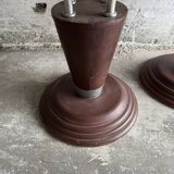 Art Nouveau Wood Side Table, Natural Wood and Woven Cane Inset with Metal Details — France, c.1900