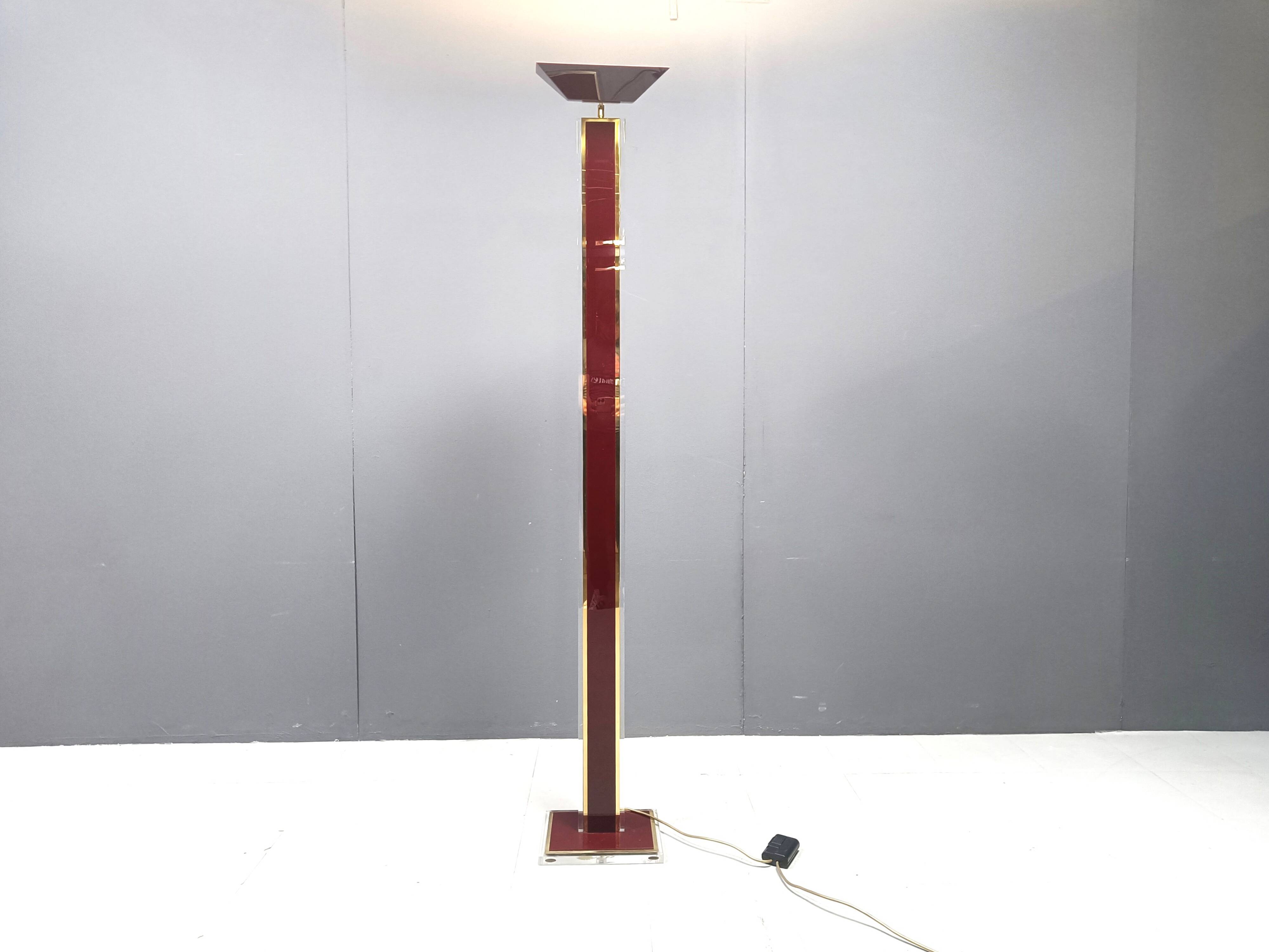 Vintage Brass and Lucite Floor Lamp, 1970s