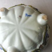 Old ceramic pot cover, decoration flowers, Rouen