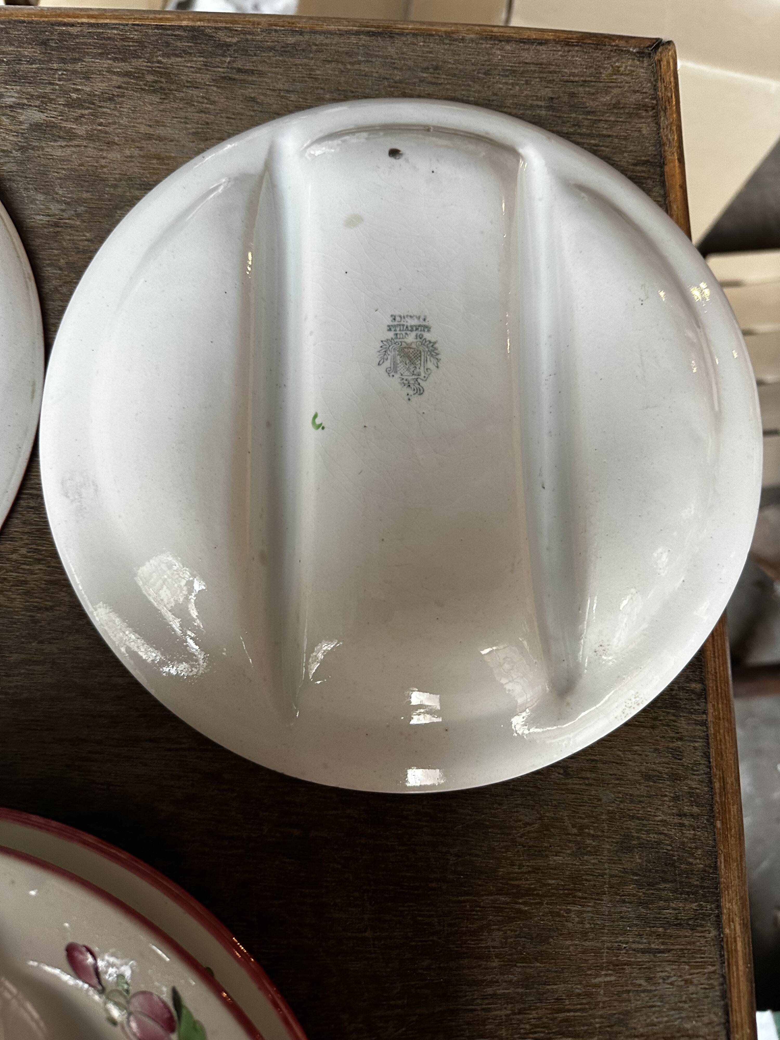 7 Asparagus Plates Late 19th Century Opaque Earthenware Luneville France