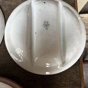7 Asparagus Plates Late 19th Century Opaque Earthenware Luneville France