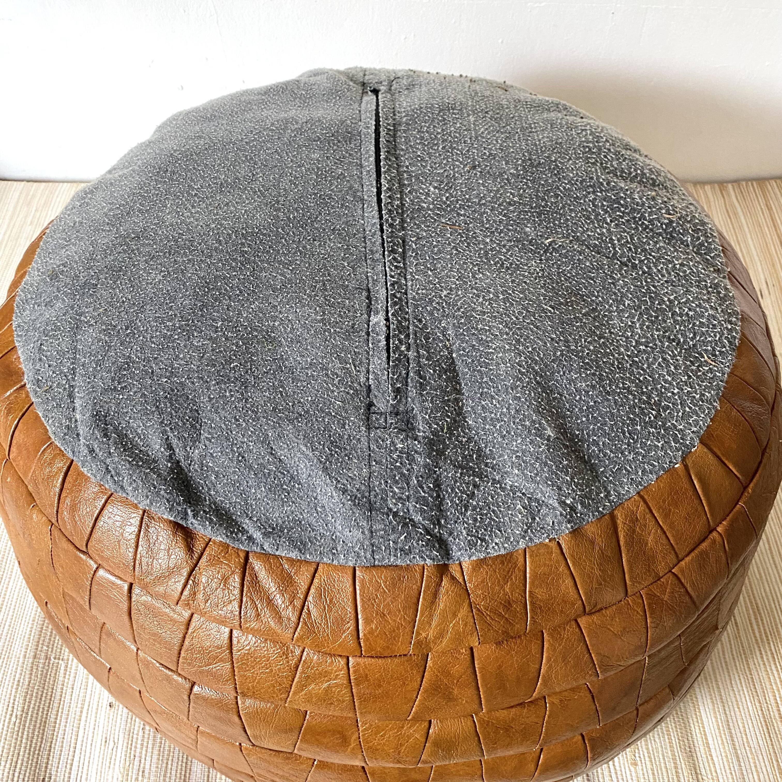 Patchwork leather pouf 70s