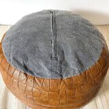 Patchwork leather pouf 70s