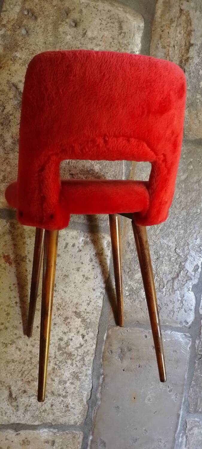 Vintage orange-red fur chair