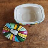 Vintage Ceramic Bonbonnière with Colourful Stripes - Jewellery Box