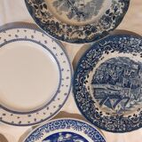 Suite de 6 assiettes rétro bleu indigo