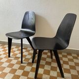 90s designer chairs in lacquered curved wood (X2)