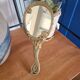 Old bronze mirror by hand, art deco woman's nude