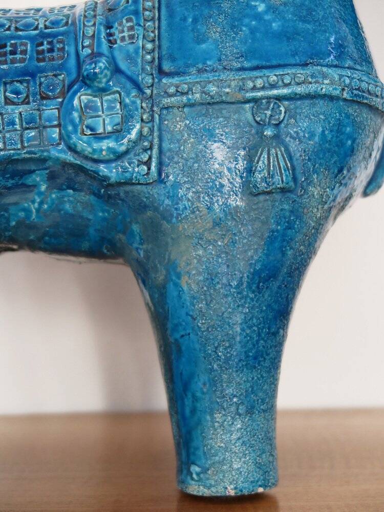 Blue Ceramic Horse Sculpture by Aldo Londi for Bitossi Fiorentino, 1960