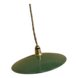 Vintage pendant light with green and white enamelled sheet metal shade