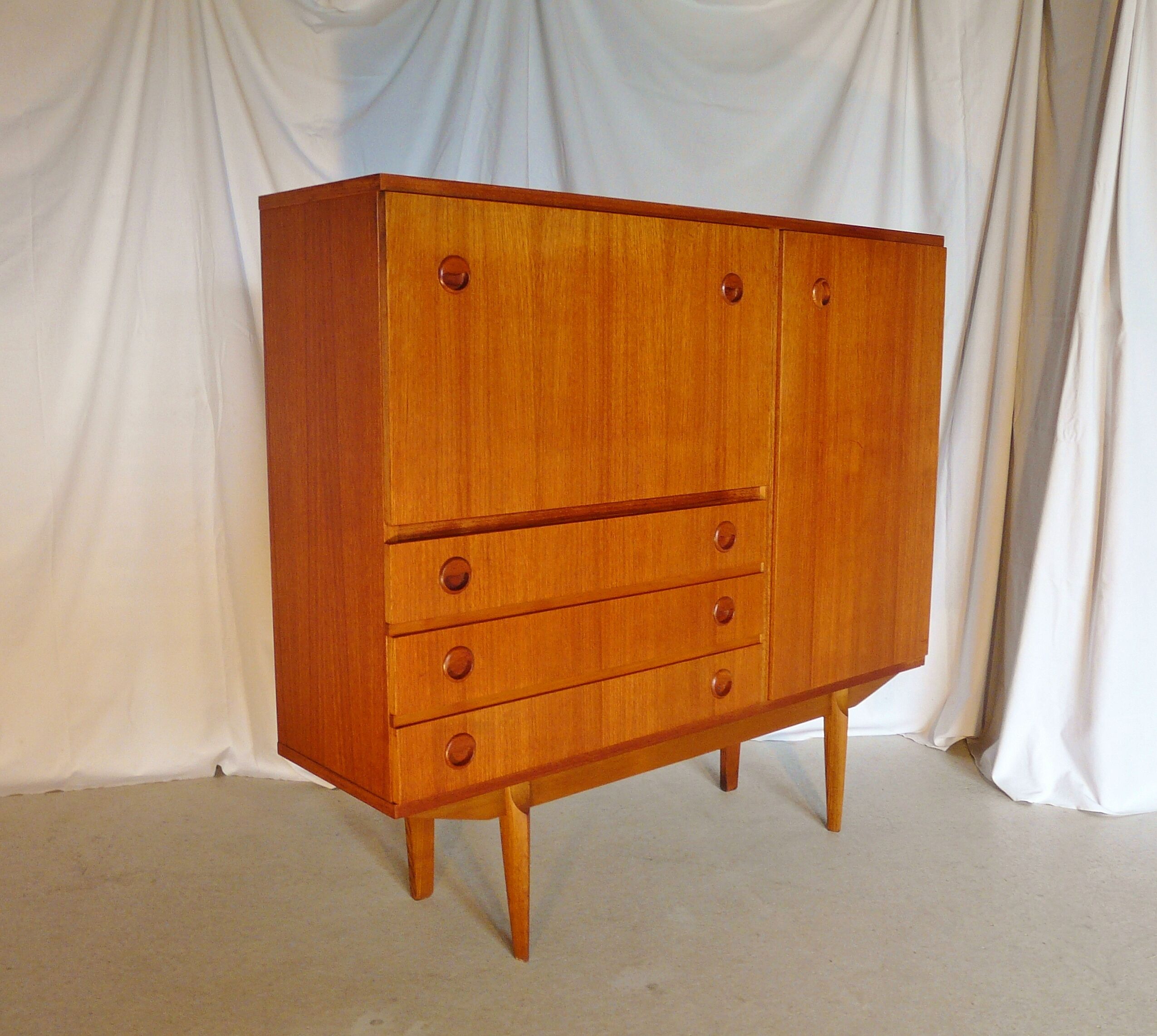 Scandinavian teak bar and dresser furniture