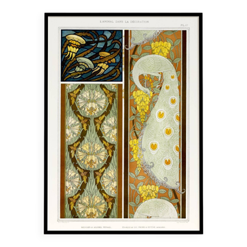 Affiche “Méduse et paon”, d’après une lithographie art nouveau de 1897