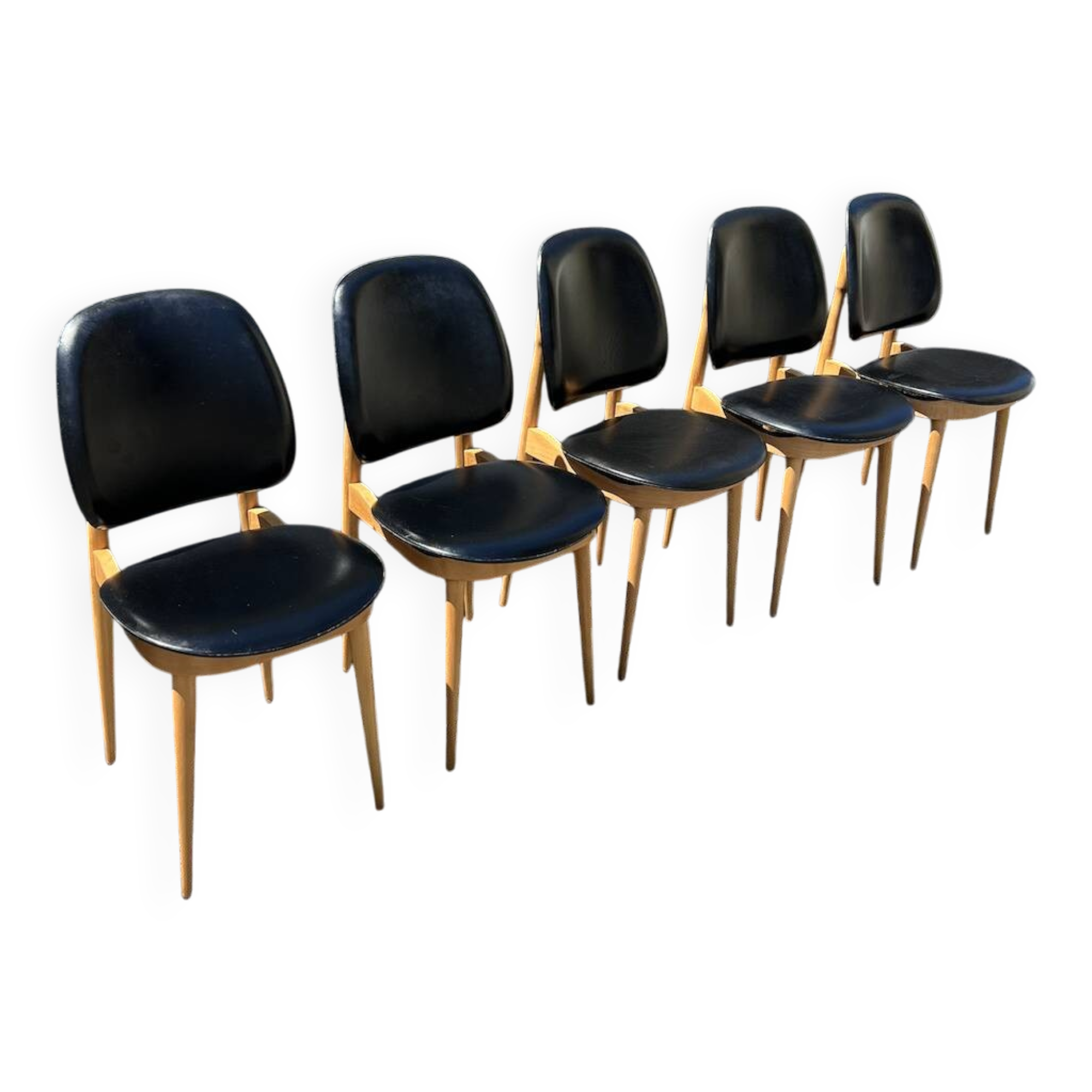 5 Chaises Pégase, Pierre Gurariche pour Baumann