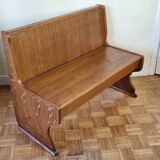 Vintage oak bench with storage box, two seats, 104 cm