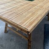 Vintage 50s rattan and bamboo dining table Audoux Minet La Roue Vallauris