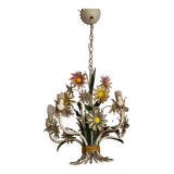 Lustre émaillée bouquet fleurs naïve