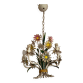 Lustre émaillée bouquet fleurs naïve