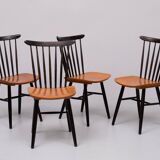 Set of 4 spindle back dining chairs 1960s holland