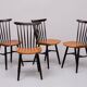 Set of 4 spindle back dining chairs 1960s holland