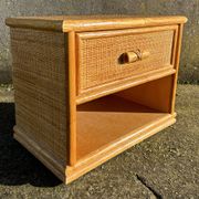 Maugrion bedside table for Roche Bobois, wood and rattan, 1980s