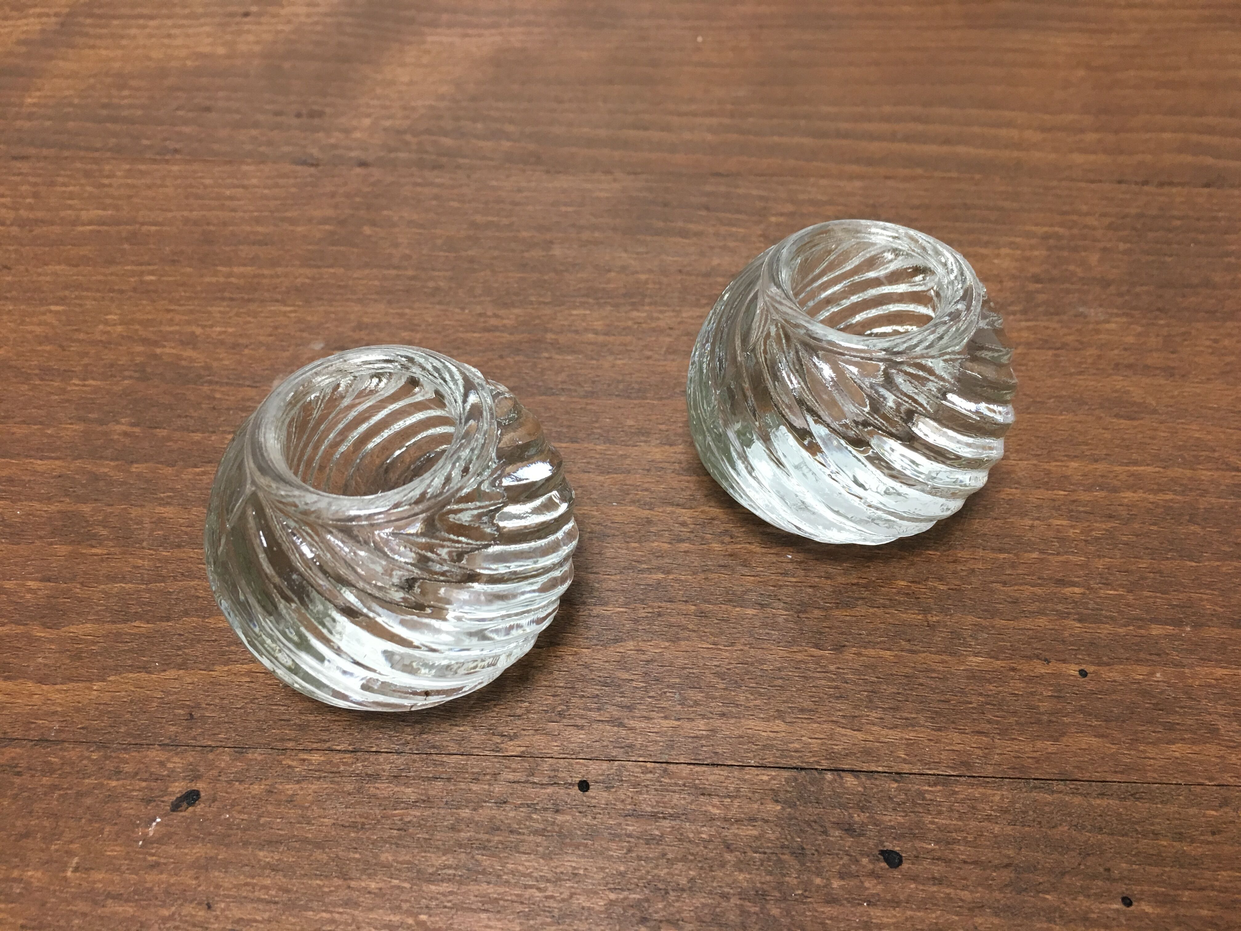 Pair of glass candlesticks