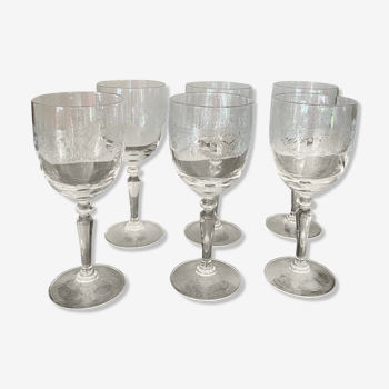 Lot de 6 verres à eau en cristal gravé