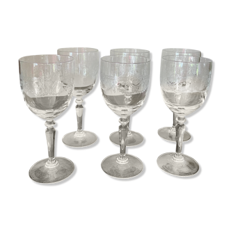 Lot de 6 verres à eau en cristal gravé