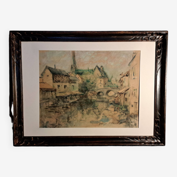 Authentic and signed old watercolor - circa 1950