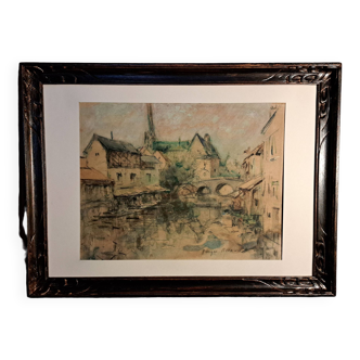 Authentic watercolor, signed - representing Chartres and the Eure + 4 new CDs