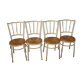 4 chaises bistrot en métal et assise paille
