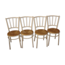 4 Bistro metal and straw seat chairs