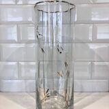 Fluted glass vase engraved on the wheel - 50s