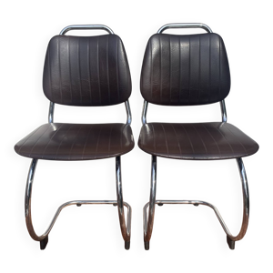 chaises traineau cantilever - chrome skai