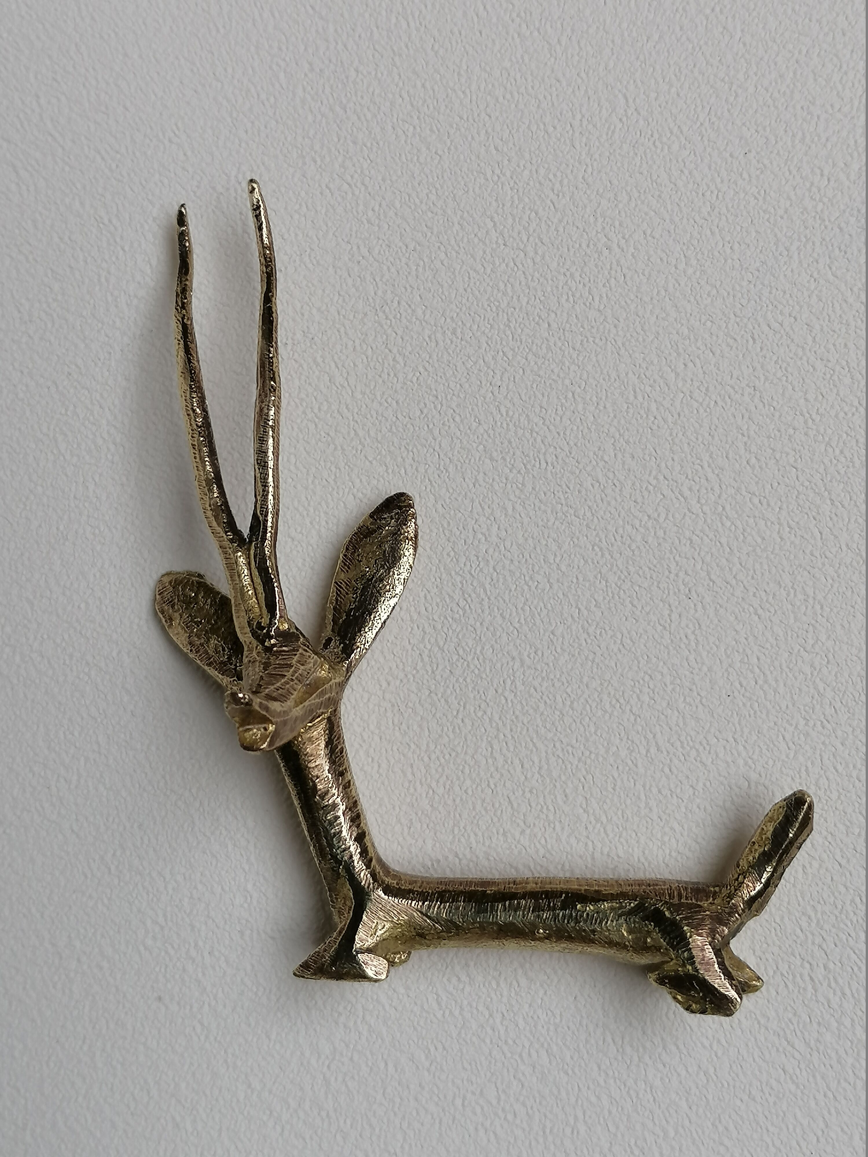 4 brass gazelle animal knife holders