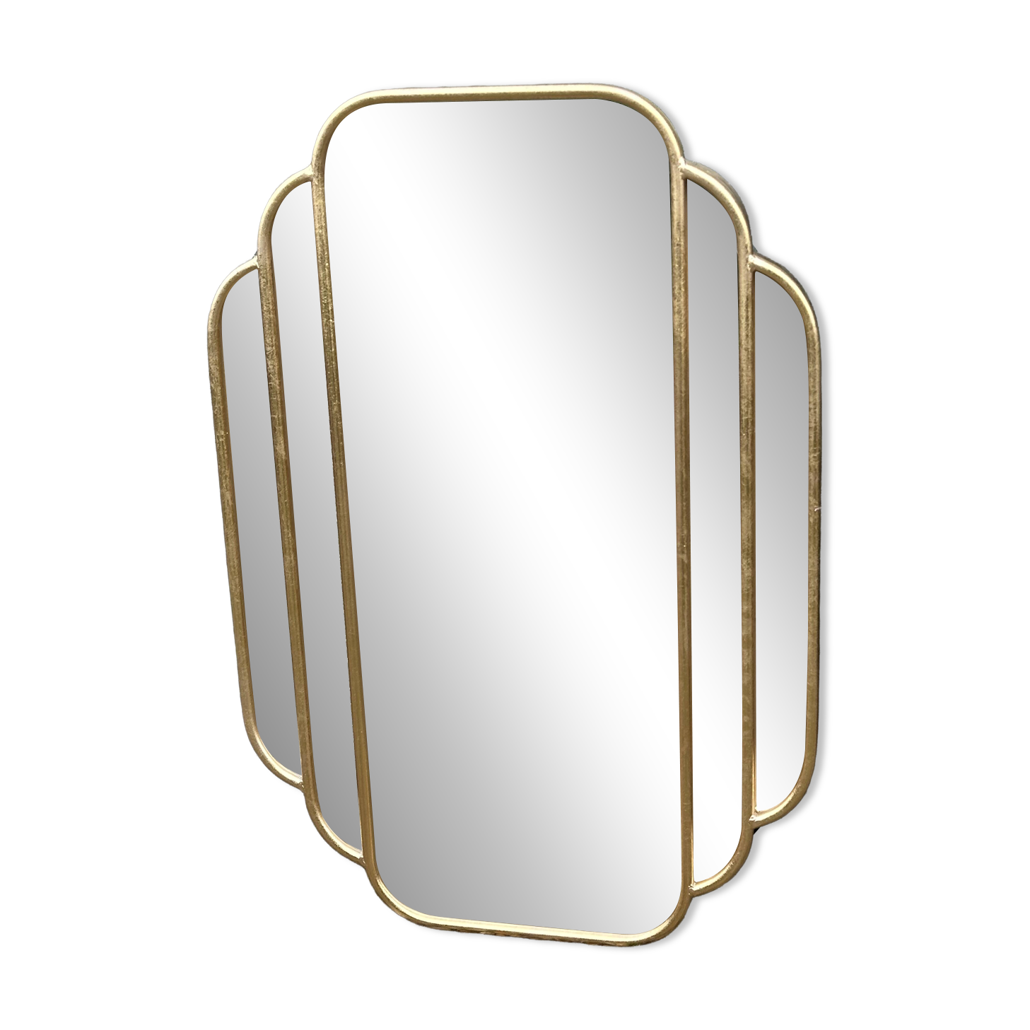 Art Deco style mirror in patinated gold iron 85 x 60 cm